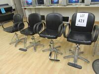 LOT (4) TAKARA BELMONT PNEUMATIC STYLING CHAIRS, (CHAIRS HAVE RIPPED CUSHIONS)