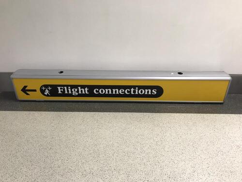 Flight connections' illuminated sign
