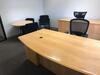 Executive Office Suite to Include 84" Desk with Chair, File Cabinets, L-Shaped Desk Return, Book Shelf, Small Conference Table, Three Chairs, also includes three (3) offices of assistant office furniture. Sale is subject to seller confirmation. Location: - 2