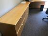 Executive Office Suite to Include 84" Desk with Chair, File Cabinets, L-Shaped Desk Return, Book Shelf, Small Conference Table, Three Chairs, also includes three (3) offices of assistant office furniture. Sale is subject to seller confirmation. Location: - 4