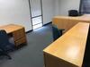 Executive Office Suite to Include 84" Desk with Chair, File Cabinets, L-Shaped Desk Return, Book Shelf, Small Conference Table, Three Chairs, also includes three (3) offices of assistant office furniture. Sale is subject to seller confirmation. Location: - 8