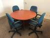 71" Desk with chair, Book Shelf, three (3) File Cabinets, Round Conference Table with four (4) chairs includes Whiteboard. Sale is subject to seller confirmation. Location: Administrative Area - 3