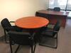 71" Desk with chair, Book Shelf, three (3) File Cabinets, Round Conference Table with four (4) chairs includes Whiteboard. Sale is subject to seller confirmation. Location: Administrative Area - 3