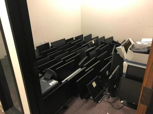 Lot of fifty-five (55) Computer Monitors, primarily Dell 22" monitors with keyboards and mouse's. Sale is subject to seller confirmation. Location: Administrative Area