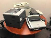 Lot of six (6) Printers, includes one (1) each: HP Color LaserJet 2840, HP Color LaserJet CM2320nf MFP, HP DeskJet 9800, Canon ImageCLASS D880, Canon DR-1210C, and Brother HL-5370DW. Sale is subject to seller confirmation. Location: Administrative Area