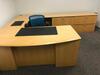 72" Desk with chair, U-Shaped 126" Desk Return, Book Shelf, Round Conference Table with three (3) chairs and Whiteboard . Sale is subject to seller confirmation. Location: Administrative Area - 2