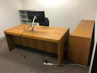 72" Desk with chair, Credenza, Book Shelf, Round Conference Table with two (2) chairs and Whiteboard . Sale is subject to seller confirmation. Location: Administrative Area