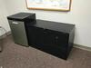 L-Shaped Desk with two (2) chairs, File Cabinet, Book Shelf and Frigidaire Mini-Fridge. Sale is subject to seller confirmation. Location: Administrative Area - 2