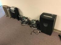 Lot of six (6) Assorted Space Heaters with Paper Shredder Location: Administrative Area