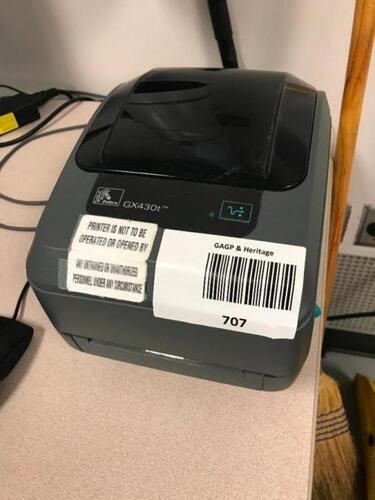 Zebra GX430t Barcode Printer Location: Warehouse Area
