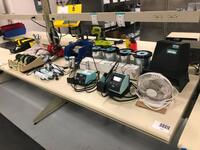 Soldering Supplies Including Weller WD 1 Welding Power Supply, Weller WES51 Analog Soldering Station, two (2) VeriTemp Heat Guns, Tape Dispensers and other supplies Location: Warehouse Area