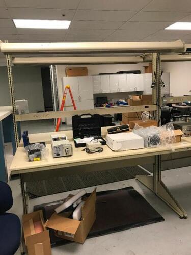 ARLink 72" ESD Work Bench with Overhead Lighting, Note: Table Only, no contents Location: Warehouse Area