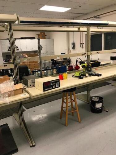 ARLink 72" ESD Work Bench with Overhead Lighting, Note: Table Only, no contents Location: Warehouse Area
