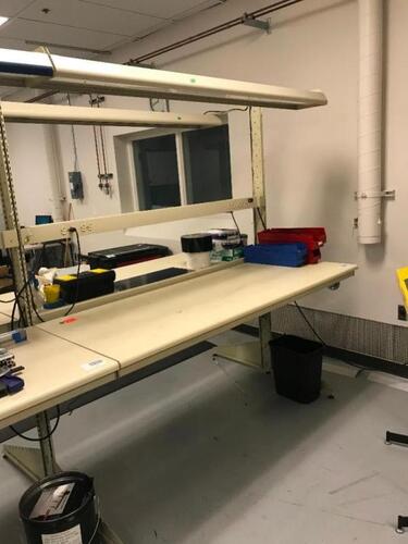ARLink 72" ESD Work Bench with Overhead Lighting, Note: Table Only, no contents Location: Warehouse Area