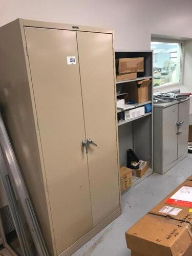 2-Door Cabinet with contents, includes shelf and smaller cabinet with contents, PLEASE INSPECT Location: Warehouse Area