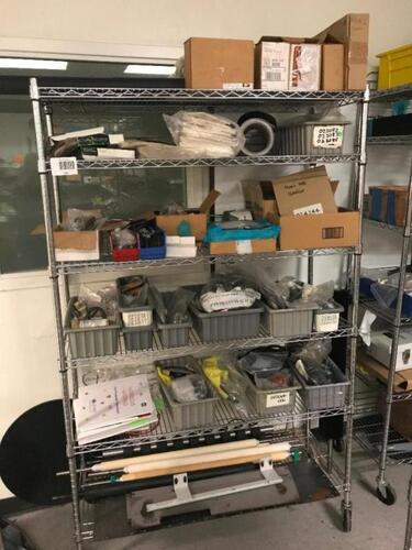 Lot of one (1), Trinity Heavy Duty Wire Rack Cart with Assorted Shop Items, PLEASE INSPECT Location: Warehouse Area