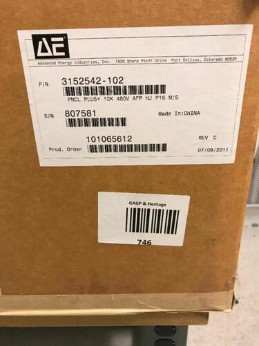 Advanced Energy 3152542-102C Pinnacle Plus 10K 480V Power Supply 807605 Location: Warehouse Area