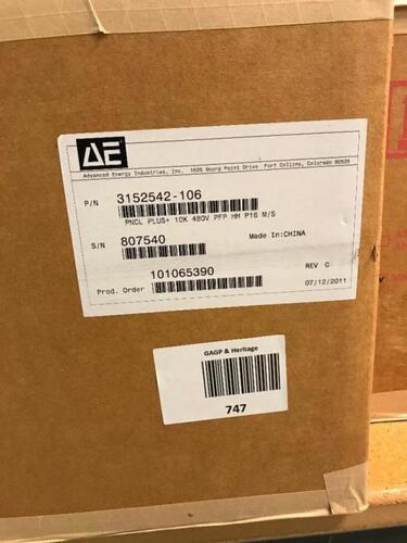 Advanced Energy 3152542-106 Pinnacle Plus 10K 480V Power Supply 807540 Location: Warehouse Area