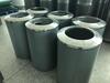 (6) Steel Circular Airport bins with stainless steel tops