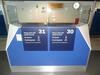 Dual security check desk ,4 glass panel partition, with single glass divider, double shelf ,Dimensions H1200mm W2400mmD900mm.