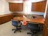 'U'' SHAPE EXECUTIVE DESK WITH OVERHEAD CABINETS AND 3 CHAIRS