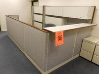 RECEPTION PANEL WORKSTATION WITH 3 CABINETS