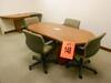 6FT OVAL CONFERENCE TABLE WITH 4 CHAIRS AND DESK UNIT W/CHAIR
