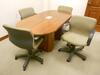 6FT OVAL CONFERENCE TABLE WITH 4 CHAIRS AND DESK UNIT W/CHAIR - 2