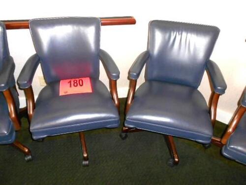 LOT OF 2 GREGSON LEATHER TASK CHAIRS NAVY BLUE