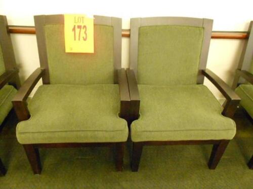 LOT OF 2 WOOD FRAME LOUNGE CHAIRS