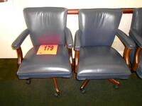 LOT OF 2 GREGSON LEATHER TASK CHAIRS NAVY BLUE