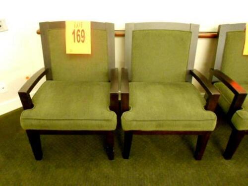 LOT OF 2 WOOD FRAME LOUNGE CHAIRS