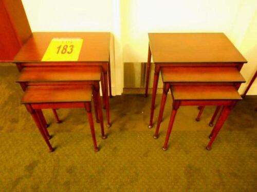 LOT OF 2 ,SET OF 3 BOMBAY WOOD NESTING TABLES