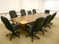 12FT CONFERENCE TABLE WITH 10 CHAIRS AND MARKER BOARD