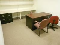 ASST'D OFFICE FURNITURE, 8 DESKS,8 CABINETS,2 TABLES AND 5 CHAIRS