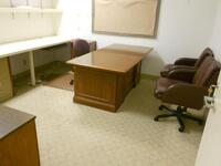 TRADITIONAL DESK,CREDENZA AND 3 CHAIRS