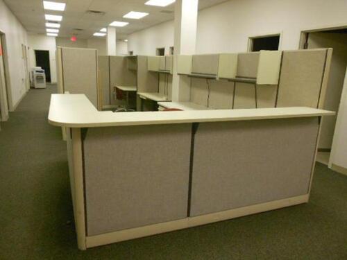 PANEL WORKSTATION WITH 8 4DRW FILE CABINETS