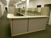 PANEL WORKSTATION WITH 8 4DRW FILE CABINETS