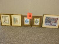 LOT OF 5 FRAMED ARTWORK/PRINTS