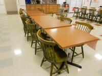 6 TABLES 30''X24'' AND 12 WOOD CHAIRS