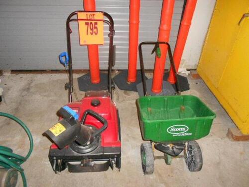 TORO POWER CLEAR 418ZR SNOW BLOWER AND SPEEDY GREEN 2000 SPREADER