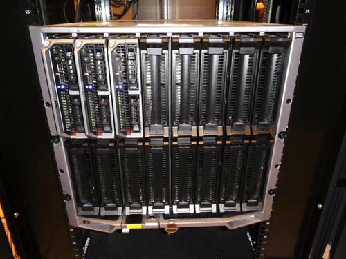 DELL POWEREDGE M620 WITH 3 BLADES EACH BLADE HAS 2 X INTEL XEON 2.50 GHZ 10-CORE E5-2670 V2, (ROW 10 - RACK 2) (DELAYED PICKUP 8-28-18 THRU 8-30-18)