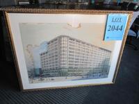 FRAMED WATERCOLOR OF THE CARSON PIRIE SCOTT BUILDING IN CHICAGO SIGNED A. FLEURY