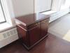 OFS WOOD DESK WITH CREDENZA, (2) STORAGE CABINETS, (1) 96" X 42" CONFERENCE TABLE AND OFFICE CHAIR - 4