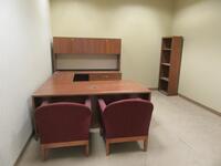 ARTOPEX U-SHAPED DESK WITH HUTCH,, BOOKCASE AND (2) SIDE CHAIRS
