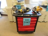 RUBBERMAID TOOL BOX WITH ASST'D POWER AND HAND TOOLS