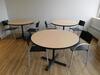 (LOT) 2 ASST'D REFRIGERATORS, (3) ROUND LUNCH ROOM TABLES AND (6) SIDE CHAIRS - 2