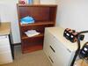 WALL MOUNTED UP-SHAPE DESK WITH SHELVES, BOOKCASE, 2 DRAWER LATERAL AND (3) CHAIRS (DELAYED PICK-UP 8-31-18) - 3
