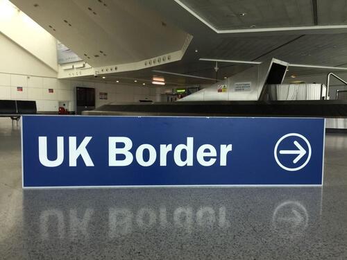 Rare Illuminated 'UK Border' Sign
