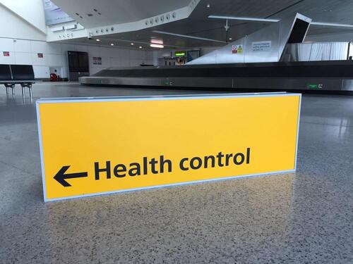 Illuminated Dual Sided "Health Control" & 'Toilets' Sign
